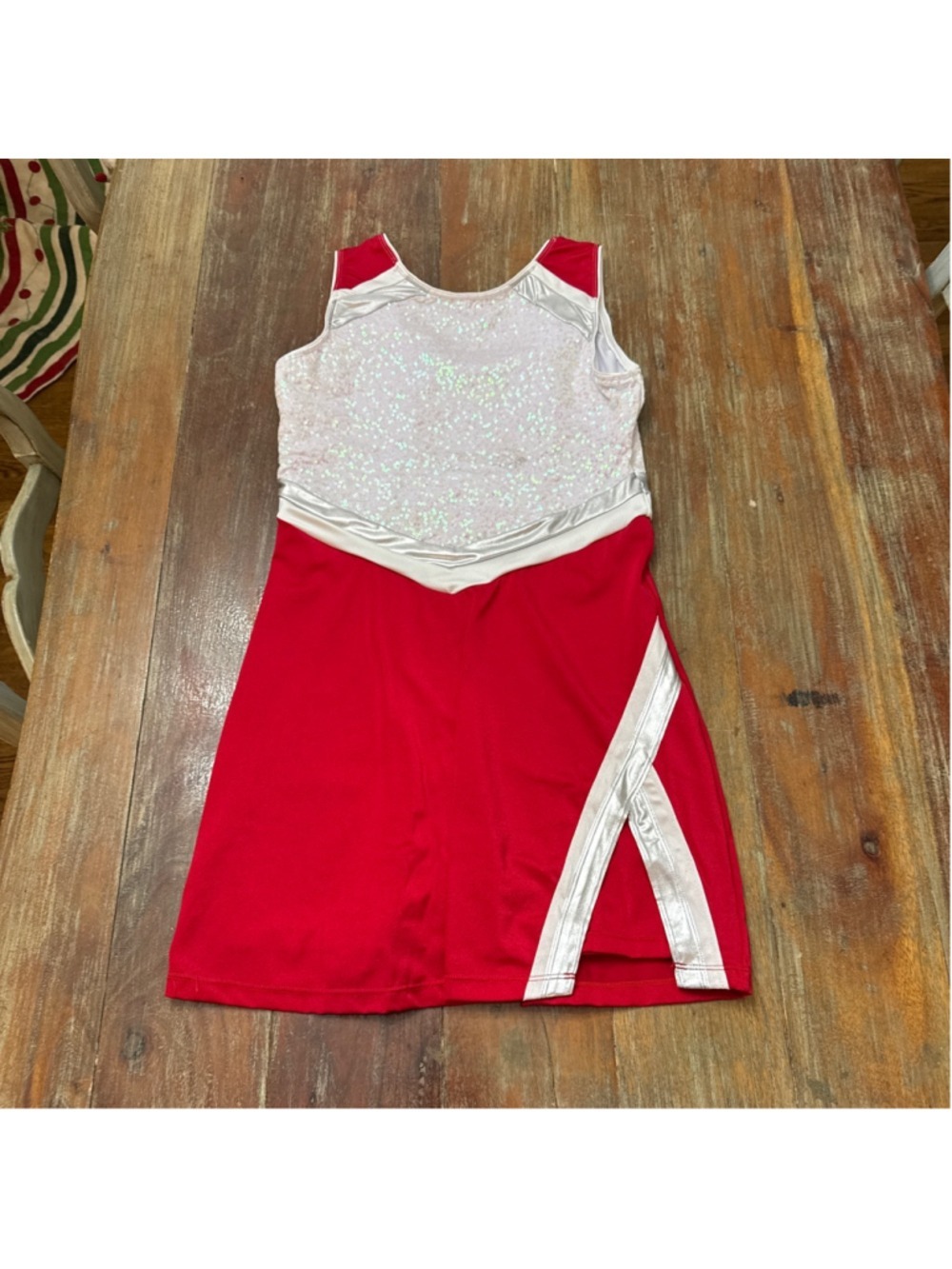 Revolution Dance Red White Sequin Cheerleader Costume Adult Medium